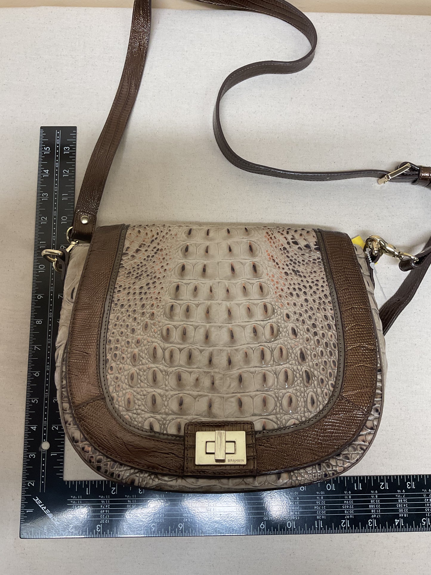 Handbag Designer By Brahmin In Brown & Tan, Size:Medium