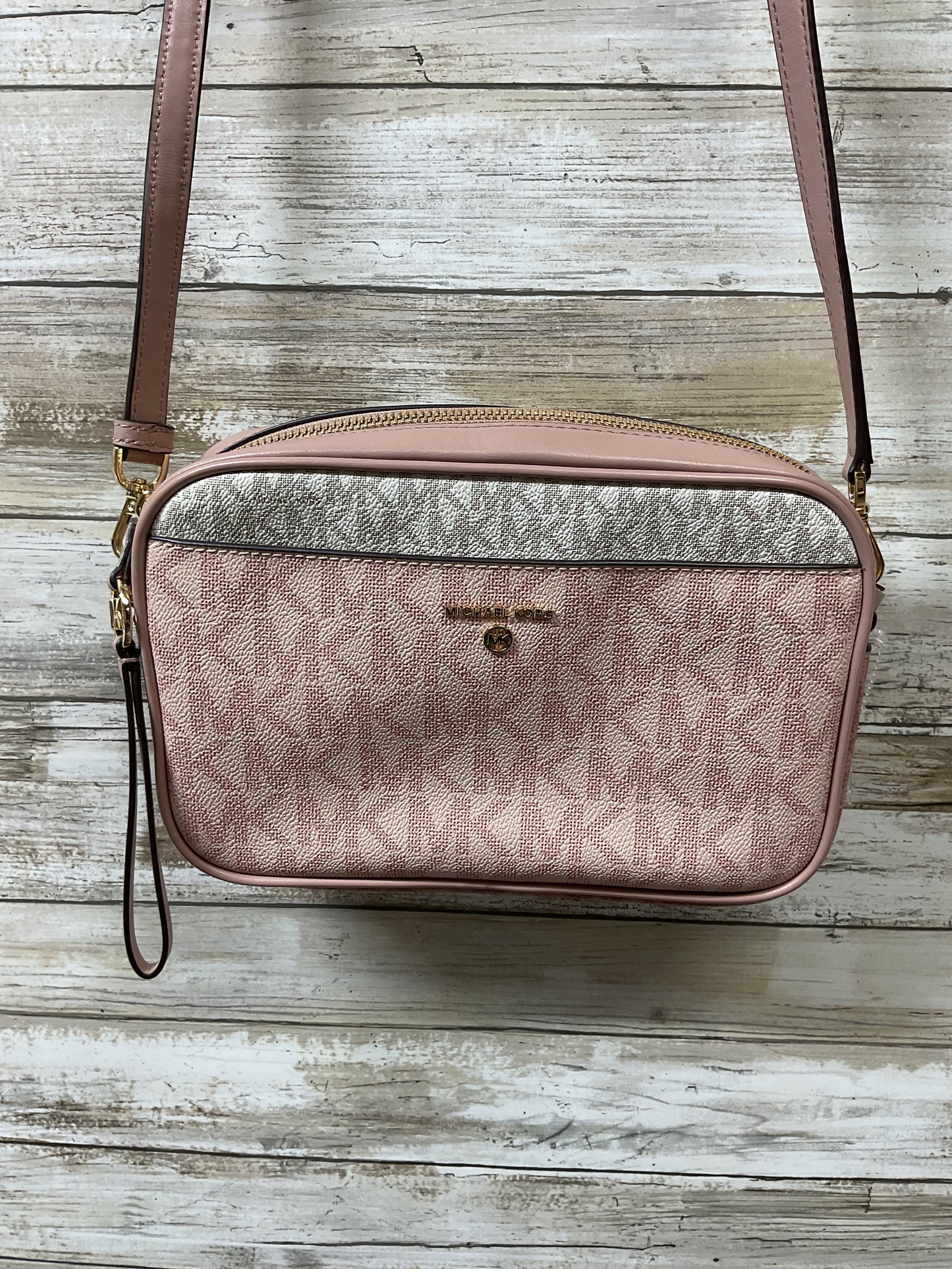 Crossbody Designer By Michael Kors In Pink & White, Size:Small