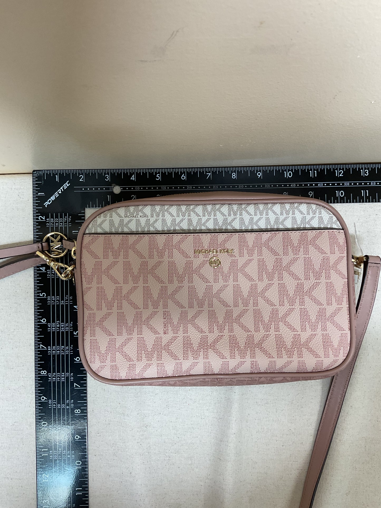 Crossbody Designer By Michael Kors In Pink & White, Size:Small