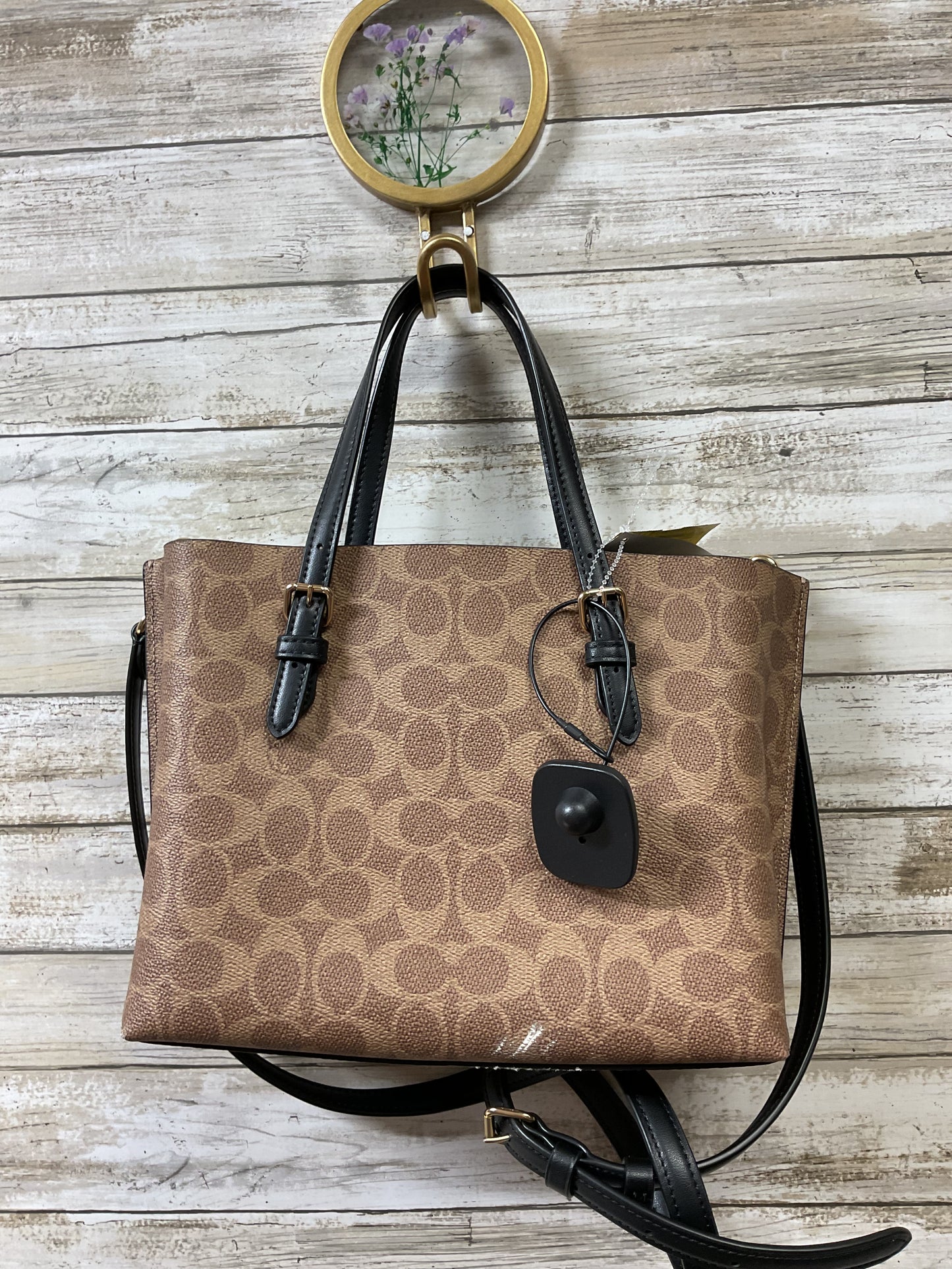 Handbag Designer By Coach In Black & Brown, Size:Small