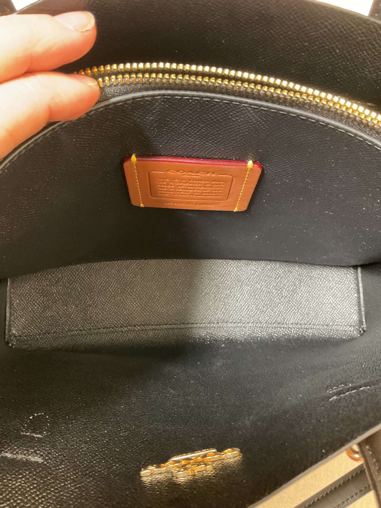 Handbag Designer By Coach In Black & Brown, Size:Small