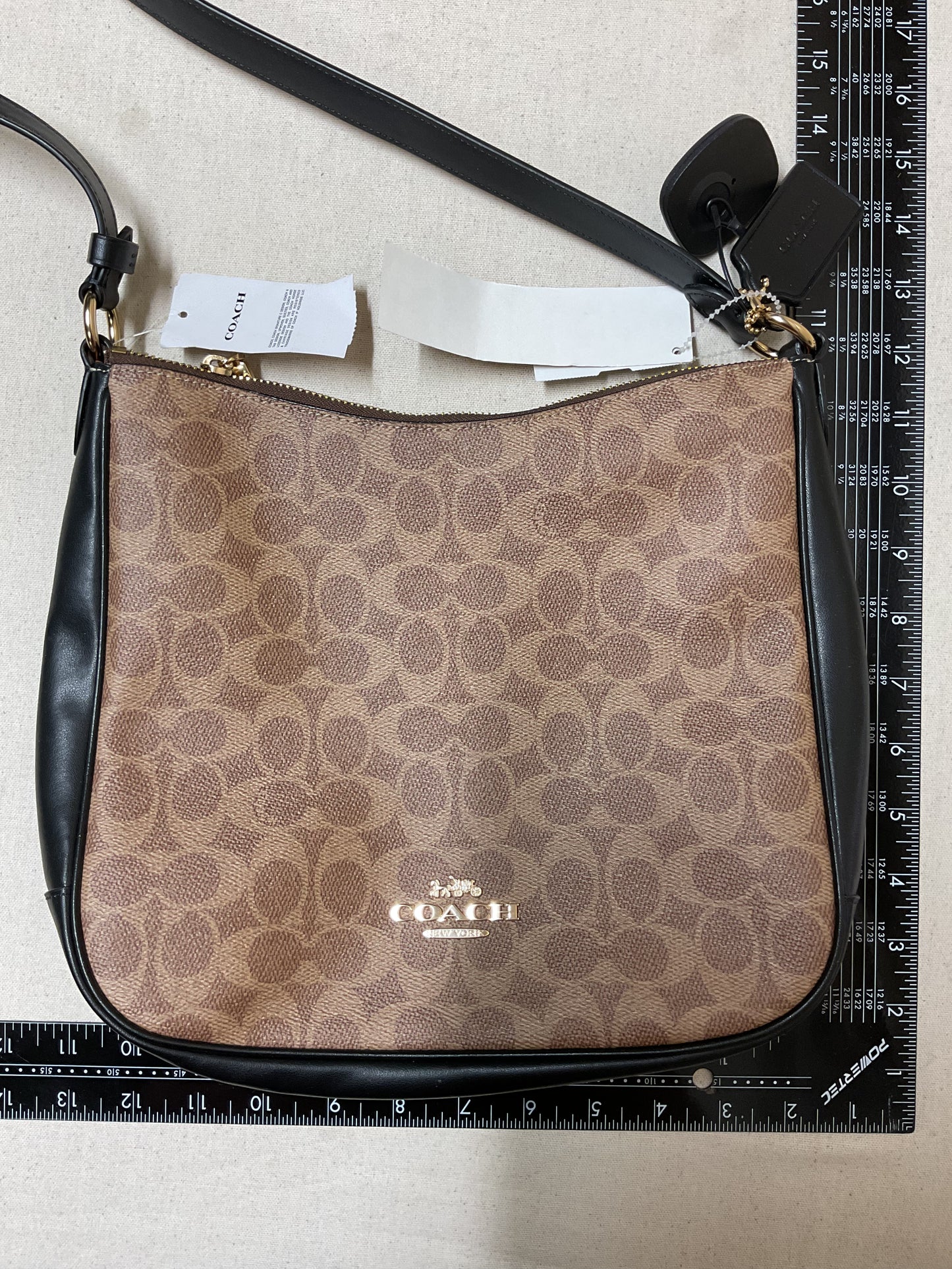 Crossbody Designer By Coach In Black & Brown, Size:Medium