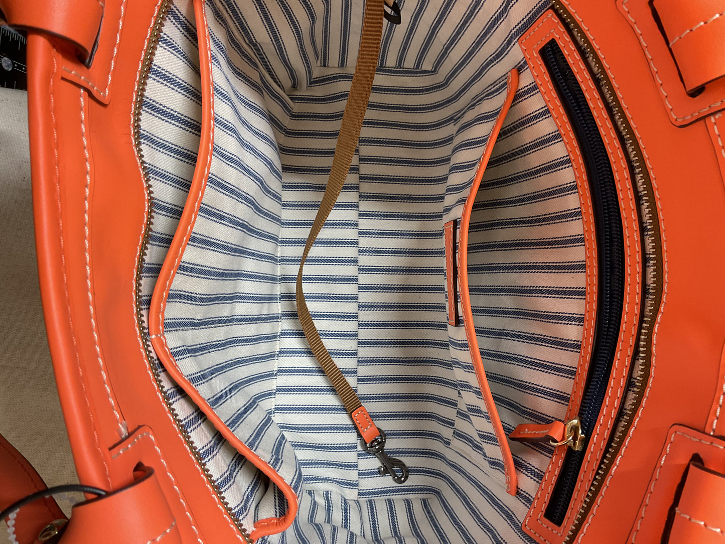 Handbag Designer By Dooney And Bourke In Brown & Orange, Size:Medium