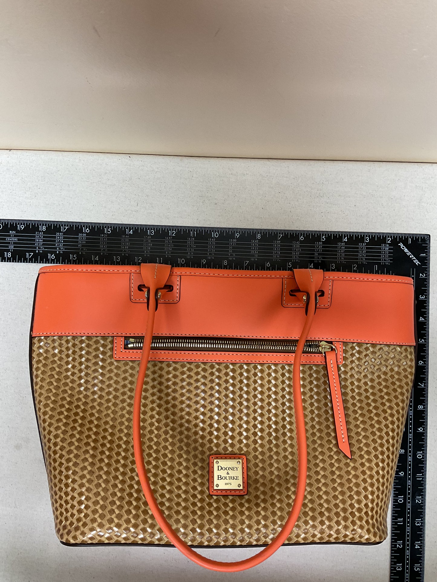 Handbag Designer By Dooney And Bourke In Brown & Orange, Size:Medium