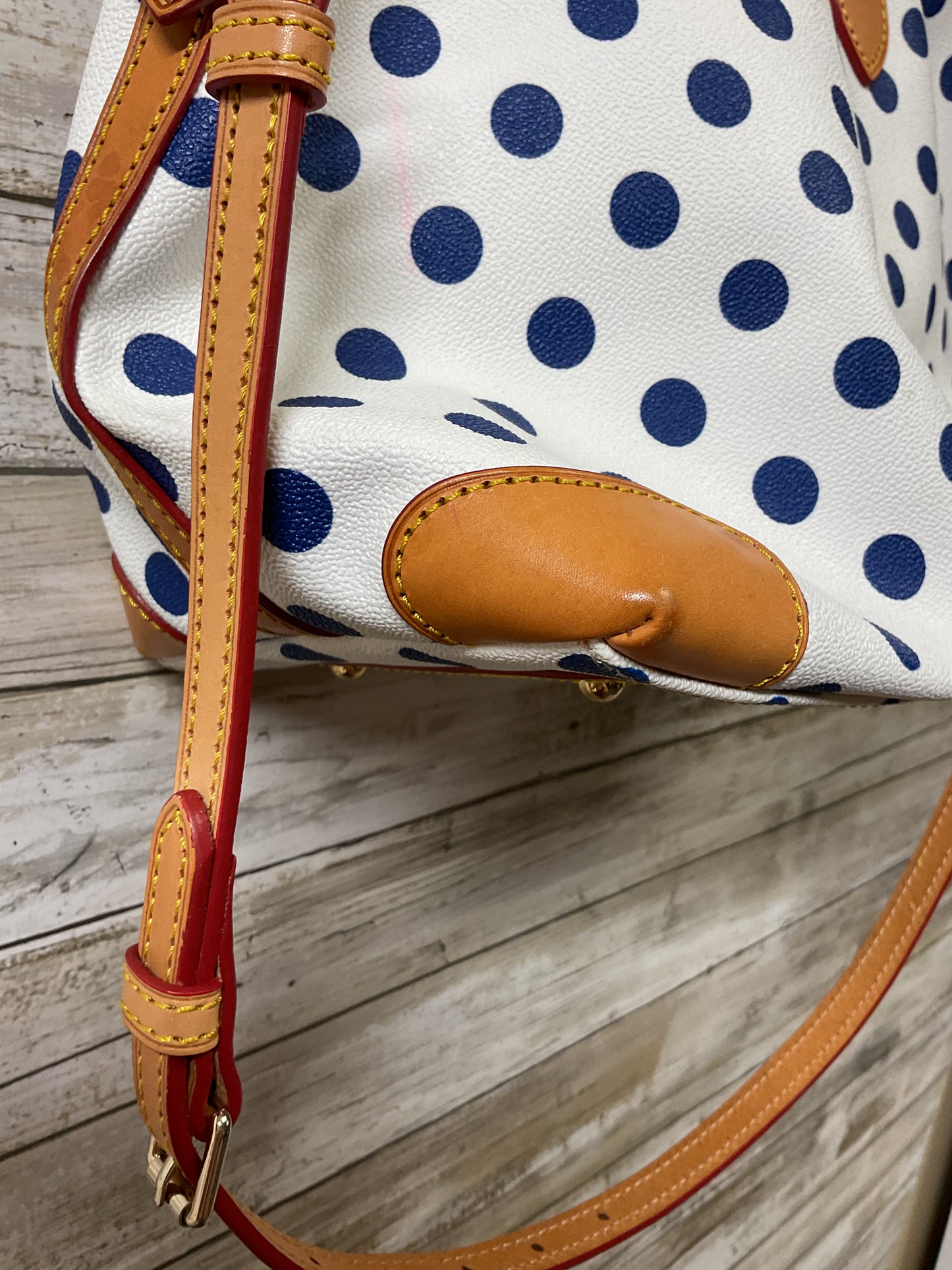 Handbag Designer By Dooney And Bourke In Polkadot Pattern, Size:Medium